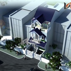 Mẫu thiết kế nhà ống đẹp giả biệt thự 3 tầng 1 hầm NO1440