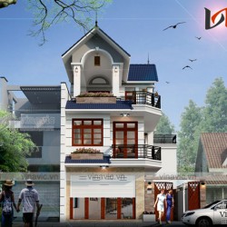 Thiết kế nhà ống 2 mặt tiền 3 tầng 5x17m trên khuôn đất chéo NO1622