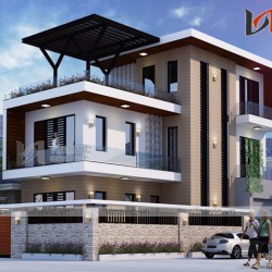 Mẫu thiết kế nhà ống hình khối hiện đại 3 tầng 2 mặt tiền NO1625