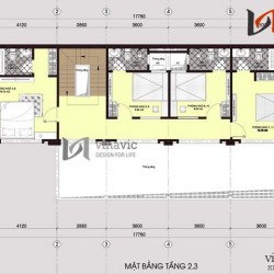 Mẫu nhà ống 3 tầng phục vụ kinh doanh nhà nghỉ NO1430