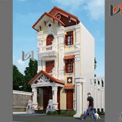 Mẫu thiết kế biệt thự nhà ống 3 tầng phong cách cổ điển NO1443