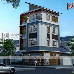 Mẫu thiết kế nhà ống đẹp 4 tầng hình khối hiện đại nổi bật NO1614