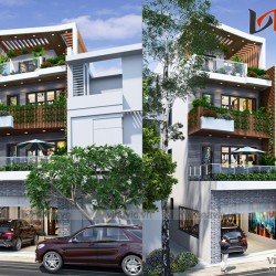 Mẫu thiết kế nhà phố xanh mát 4 tầng hiện đại NO1819