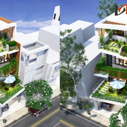 Mẫu thiết kế nhà phố xanh mát 4 tầng hiện đại NO1819