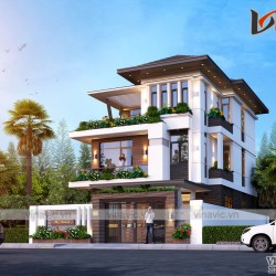 Nhà biệt thự 3 tầng mái thái hiện đại 100m2 3 tầng 3 phòng ngủ BT1913