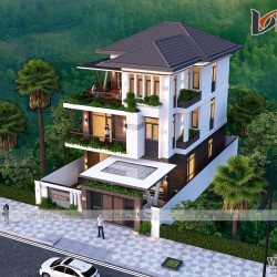 Nhà biệt thự 3 tầng mái thái hiện đại 100m2 3 tầng 3 phòng ngủ BT1913