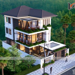 Nhà biệt thự 3 tầng mái thái hiện đại 100m2 3 tầng 3 phòng ngủ BT1913