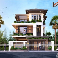 Nhà biệt thự 3 tầng mái thái hiện đại 100m2 3 tầng 3 phòng ngủ BT1913