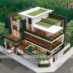 Nhà biệt thự hiện đại 3 tầng 180m2 1 sàn ở An Dương- Hải Phòng BT2002