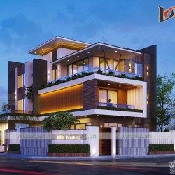 Nhà biệt thự hiện đại 3 tầng 180m2 1 sàn ở An Dương- Hải Phòng BT2002
