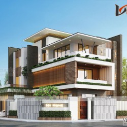 Nhà biệt thự hiện đại 3 tầng 180m2 1 sàn ở An Dương- Hải Phòng BT2002