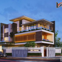 Nhà biệt thự hiện đại 3 tầng 180m2 1 sàn ở An Dương- Hải Phòng BT2002