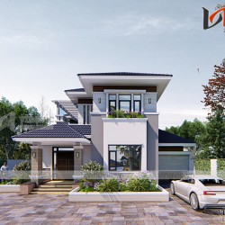 Nhà đẹp 2 tầng mái thái hiện đại nổi bật nhất biển Sầm Sơn BT1911