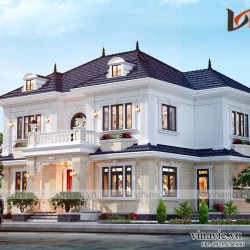 Biệt thự nhà vuông 2 tầng 160m2 tân cổ điển ở Bắc Ninh BT2004