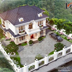 Biệt thự nhà vuông 2 tầng 160m2 tân cổ điển ở Bắc Ninh BT2004