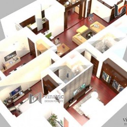 Nội thất chung cư 3 phòng ngủ 1 P.khách, bếp ăn NTC1405