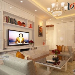 Mẫu thiết kế nội thất chung cư tone trắng chủ đạo NTC1409