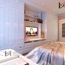 Mẫu thiết kế nội thất chung cư tone trắng chủ đạo NTC1409