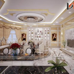 Mẫu dinh thự 1 trệt 2 lầu cao cấp gần gũi thiên nhiên có mặt tiền rộng BT1838
