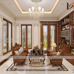 Nội thất phòng khách và bếp ăn biệt thự NTBT1803