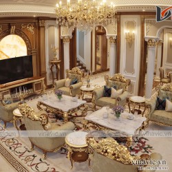 Thiết kế dinh thự 1 tầng phong cách cổ điển nguy nga bề thế LDDT1906