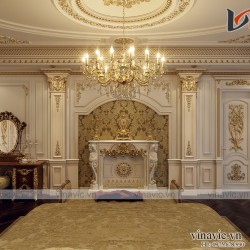 Thiết kế dinh thự 1 tầng phong cách cổ điển nguy nga bề thế LDDT1906