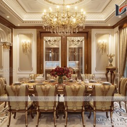 Thiết kế dinh thự 1 tầng phong cách cổ điển nguy nga bề thế LDDT1906