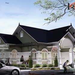 Thiết kế nhà vườn 1 tầng mái thái 3 phòng ngủ trên đất 19x12m BT1513