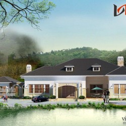 Mẫu biệt thự vườn 1 tầng 4 phòng ngủ mái thái diện tích 21x31m BT1508