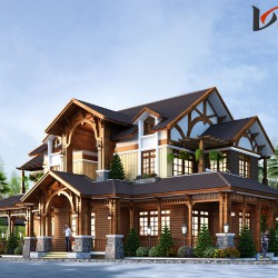 Siêu phẩm nhà đẹp 2 tầng làm bằng gỗ Conwood 