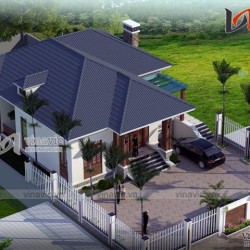 Mẫu thiết kế nhà mái thái 1 tầng 3 phòng ngủ rộng 13m dài 12m BT1510
