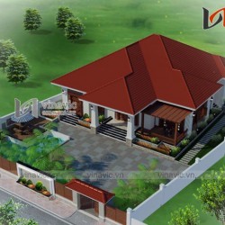 Bản vẻ thiết kế nhà vuông 1 tầng 300m2 kích thước 17x18m BT1509