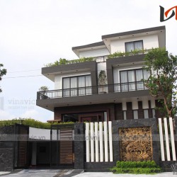 Hoàn thiện công trình biệt thự 3 tầng hình khối phá cách TCBT1683