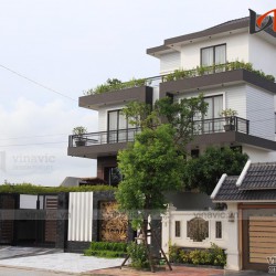 Hoàn thiện công trình biệt thự 3 tầng hình khối phá cách TCBT1683