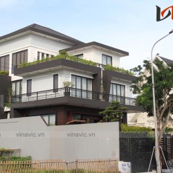 Hoàn thiện công trình biệt thự 3 tầng hình khối phá cách TCBT1683