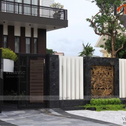 Hoàn thiện công trình biệt thự 3 tầng hình khối phá cách TCBT1683