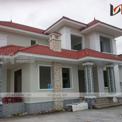 Hoàn thiện công trình nhà biệt thự mái thái 2 tầng đẹp TCBT1660