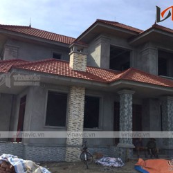 Hoàn thiện công trình nhà biệt thự mái thái 2 tầng đẹp TCBT1660