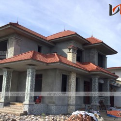 Hoàn thiện công trình nhà biệt thự mái thái 2 tầng đẹp TCBT1660
