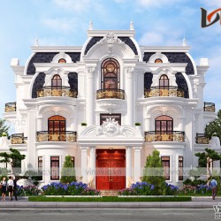 Thiết kế biệt thự tân cổ điển 3 tầng nguy nga bề thế ở Đô Lương- Nghệ An BT2029