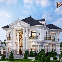 Thiết kế biệt thự vườn 2 tầng tân cổ điển ở  Sơn La BT2031