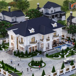 Thiết kế biệt thự vườn 2 tầng tân cổ điển ở  Sơn La BT2031