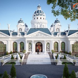 Thiết kế dinh thự 1 tầng phong cách cổ điển nguy nga bề thế LDDT1906