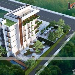 Thiết kế khách sạn 5 tầng 1 hầm mặt tiền 9m ở Quảng Trị