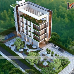 Thiết kế khách sạn 5 tầng 1 hầm mặt tiền 9m ở Quảng Trị