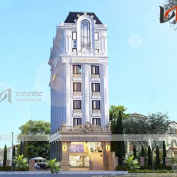Thiết kế khách sạn mini 180m2 mặt tiền 8m 7 tầng tân cổ điển KSVP1902