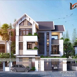 Thiết kế nhà 3 tầng 140m2 5 phòng ngủ ở Hà Nam BT2012