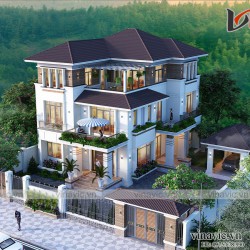 Thiết kế nhà đẹp 3 tầng hiện đại 12x15m2 ở Hạ Long- Quảng Ninh BT2011