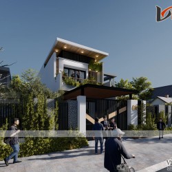 Mẫu nhà đẹp 2 tầng 120m2 mặt tiền 6m sâu 18m ở Bình Dương NO2001