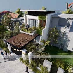 Mẫu nhà đẹp 2 tầng 120m2 mặt tiền 6m sâu 18m ở Bình Dương NO2001